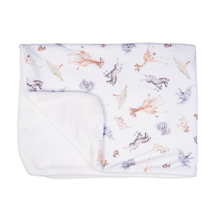 Baby blanket with animal pattern on a white background