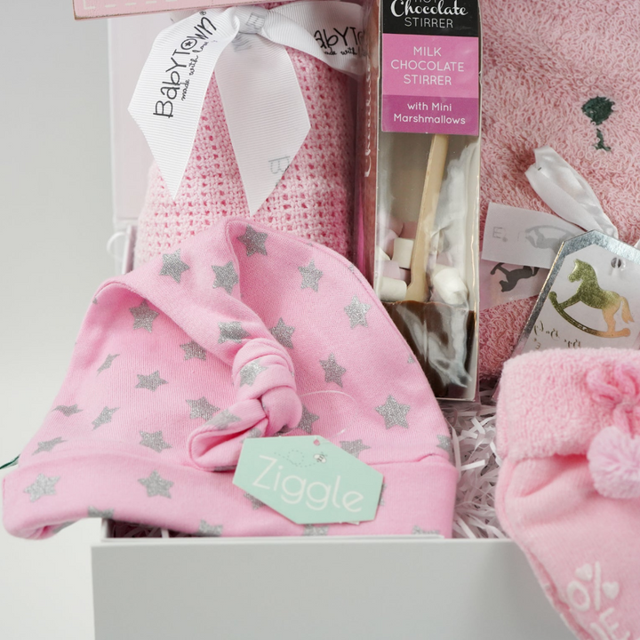 Baby Girl Hamper, Snuggly Bunny Baby Hooded Towel, Baby Blanket, New Mum Chocolate Treat