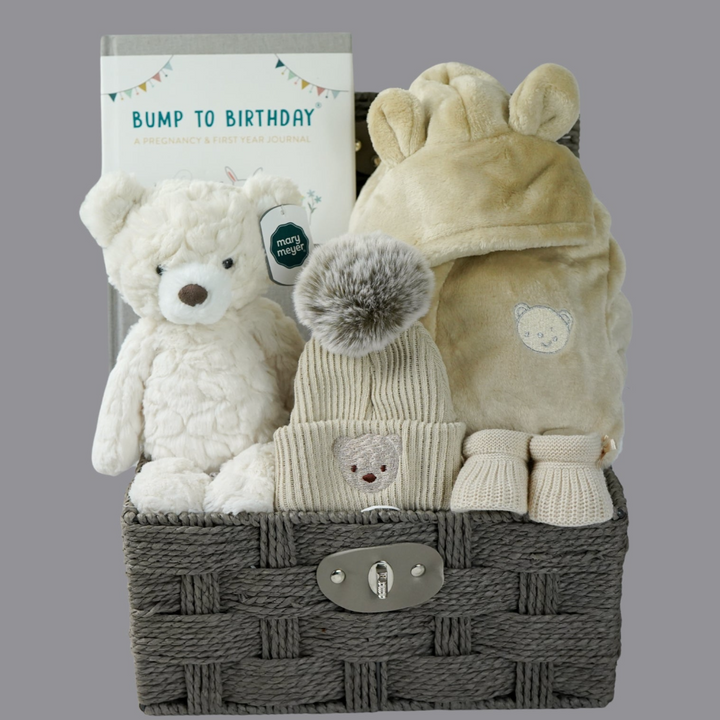 Mum To Be Hamper, Baby Shower Gift, Baby Dressing Gown, First Teddy, Pregnancy Journal