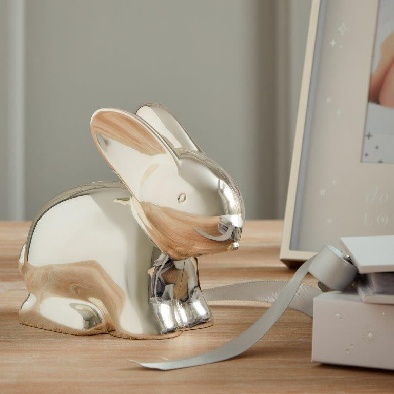 silver plated bunny money box