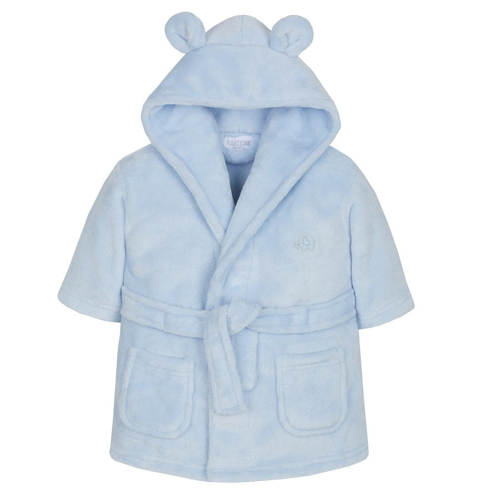 light blue baby dressing gown with cute ears 