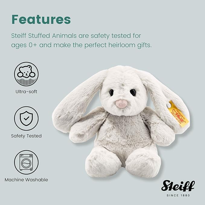 Steiff Soft Cuddly Friends Hoppie Rabbit, Light Grey