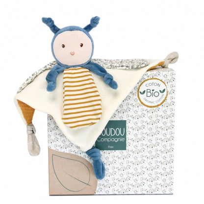 Pollen bee baby comforter in yellow, blue and white
