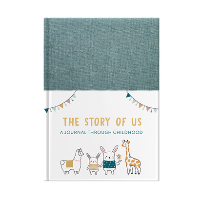 A green fabric covered journal through childhood