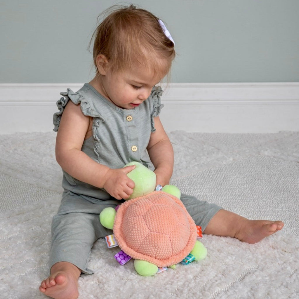 peach sensory turtle with taggies 