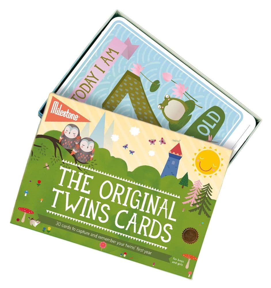 Milestone cards for twins in a presentation box