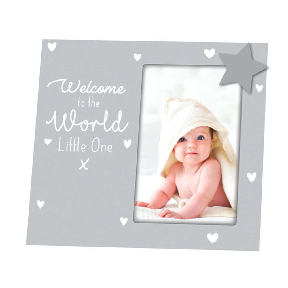 grey and white neutral baby photoframe