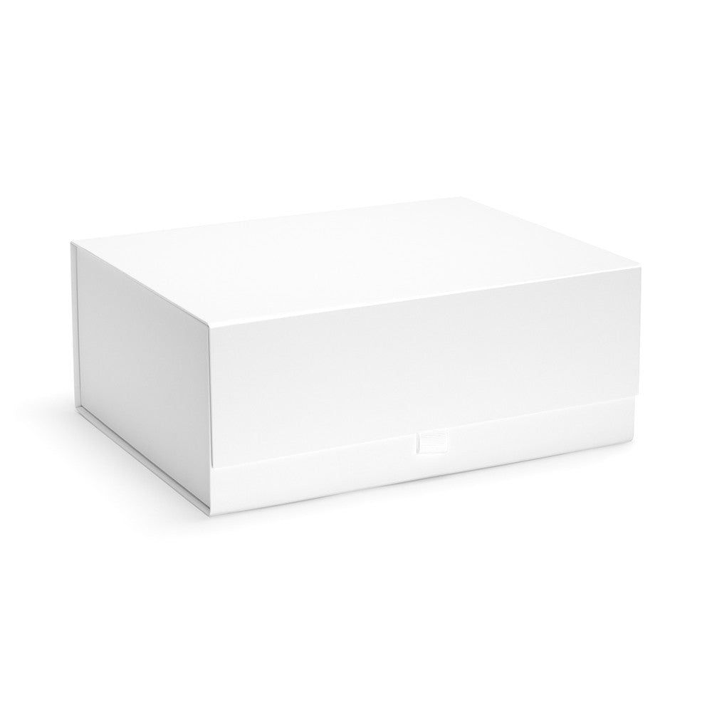 white magnetic ribbon tabbed hamper box