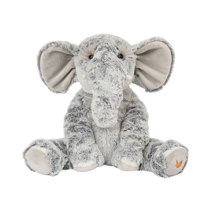 Plush elephant toy on a white background