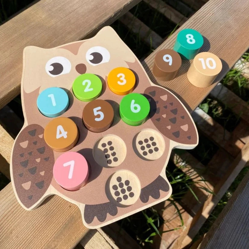 Owl wooden number puzzle