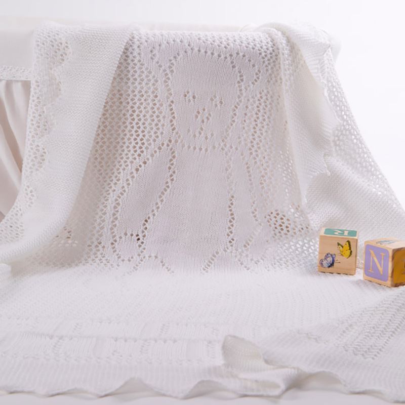 Teddy bear white lacy blanket with alphabet