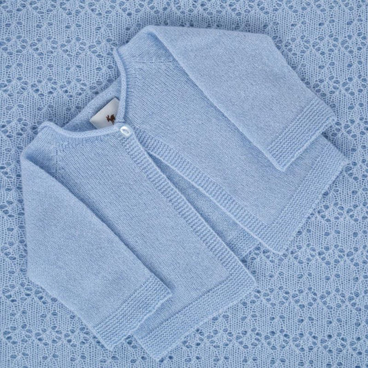 Lacy blue soft 100% cashmere baby shawl , soft blue knit cashmere baby cardigan 