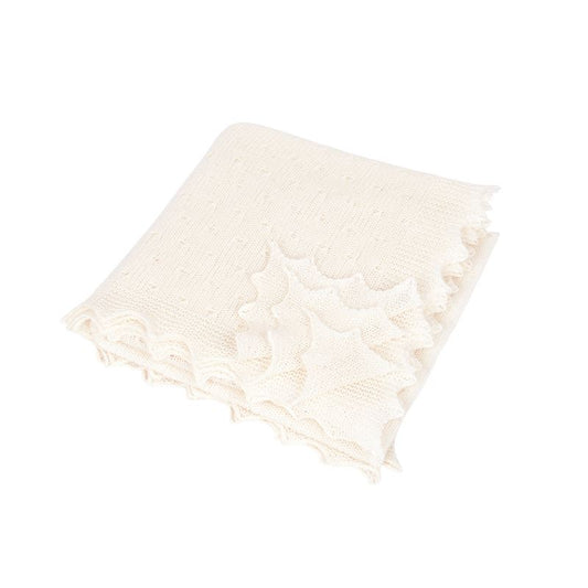 Luxury soft white scalloped edge baby  cashmere shawl