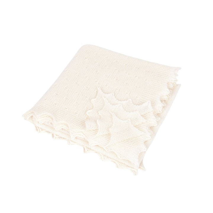 Luxury soft white scalloped edge baby  cashmere shawl