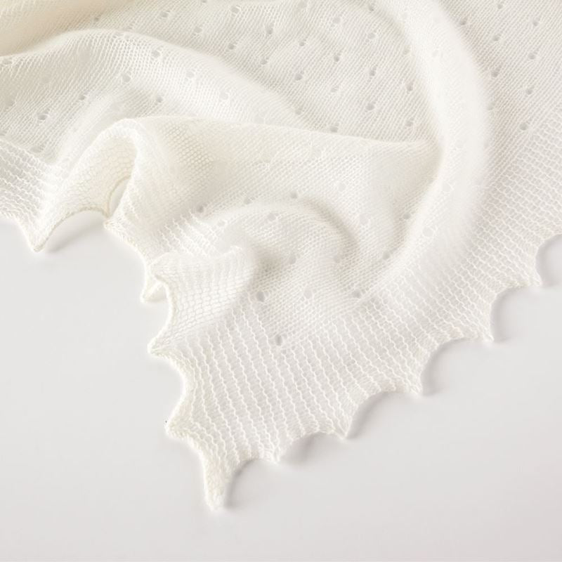 Luxury soft white scalloped edge baby cashmere shawl