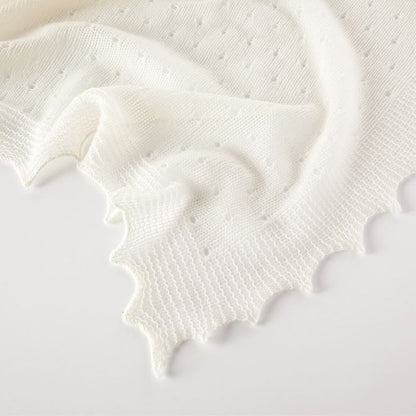 Luxury soft white scalloped edge baby cashmere shawl