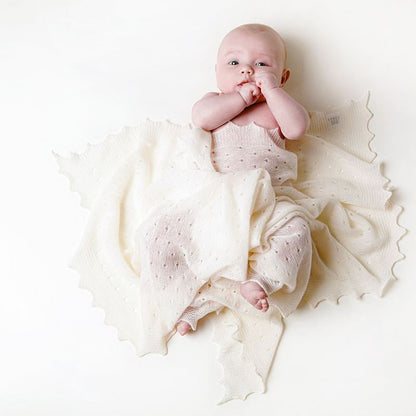 Luxury Cashmere Baby Shawl In Soft White Polka Dot By G H Hurt, Luxury Baby Gift, Baby Christening Gift