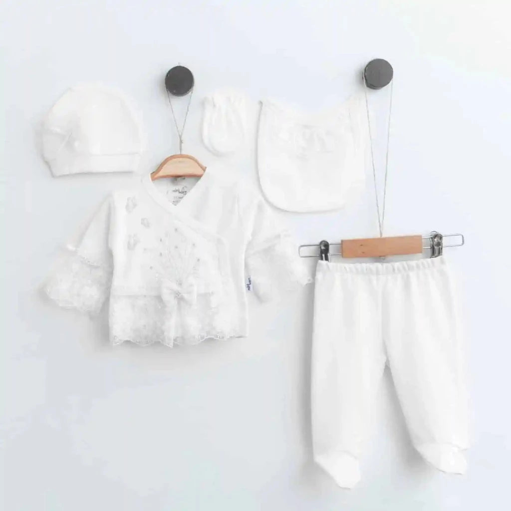 Baby Girl Lace Baby Layette Set With Butterflies And Flowers, Spanish Baby Girls Set