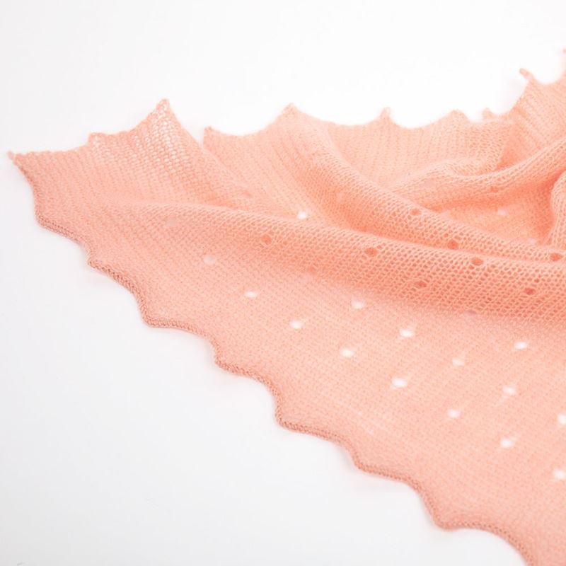 Luxury faded pink baby shawl in 100% cashmere with scalloped edge