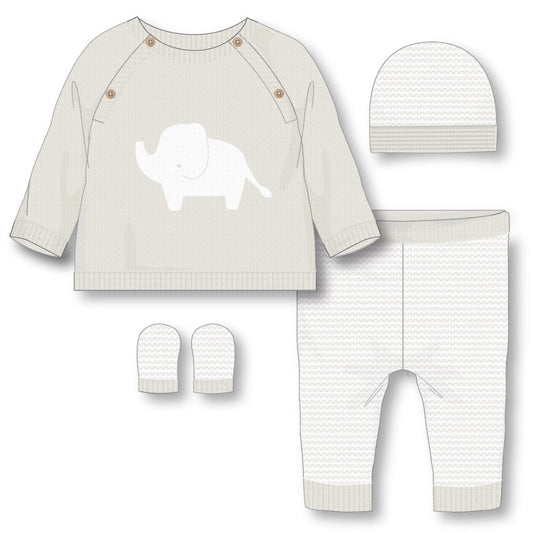 Neutral Elephant Baby Knitted Layette In Grey