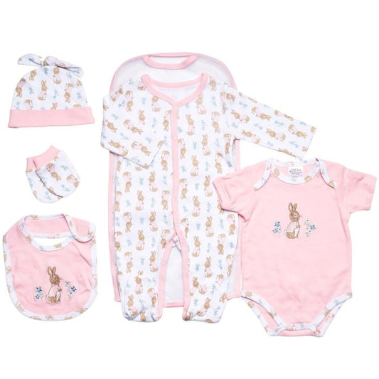 Pink Baby Girl Peter Rabbit Clothing Set, Baby Girl Layette