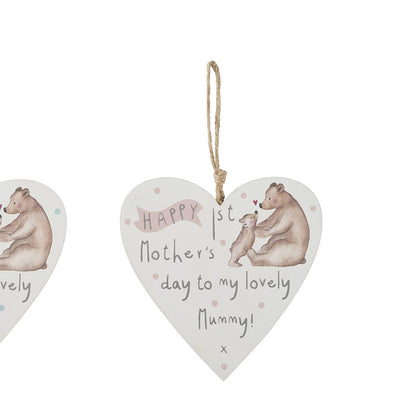 Happy 1st Mothers Day wooden plaque with a mummy and baby bear