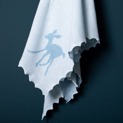 Pale Blue Baby Shawl With A Fawn,  Luxury Baby Blanket, G H Hurt And Son Baby Blanket