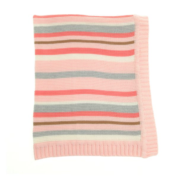 Pink and grey stripe heavy quality baby blanket