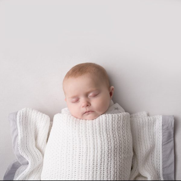 White With Grey Trim Baby Cellular Blanket By Ziggle