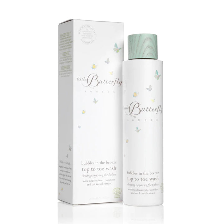 Luxury baby top to top wash in a white box with delicate butterflies 
