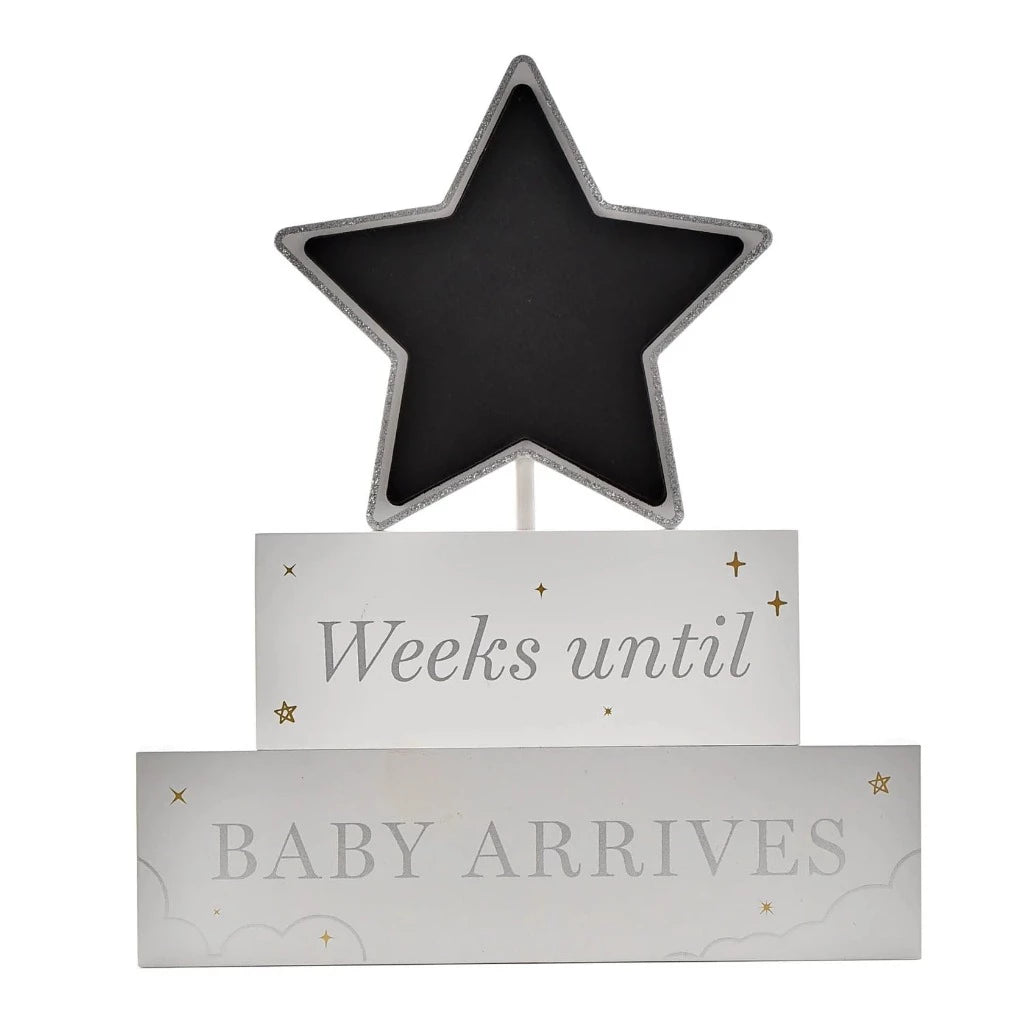 Pregnancy countdown plaque star with chalk board 