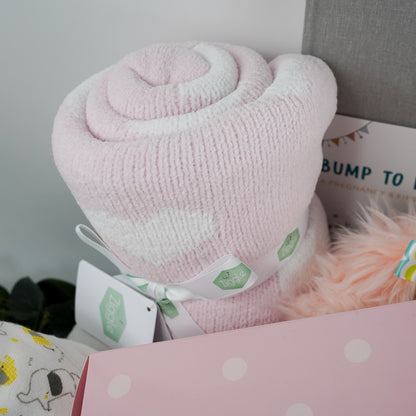 Luxury Mum To Be Hamper Gifts, Baby Shower Gifts,  Pink Baby Girl Nappy Caddy, Pregnancy Journal, Baby Blanket, Mum To Be toiletries, Baby toiletries, Corporate Baby Gift