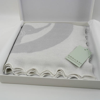 Grey elephant shawl in white linen embossed box