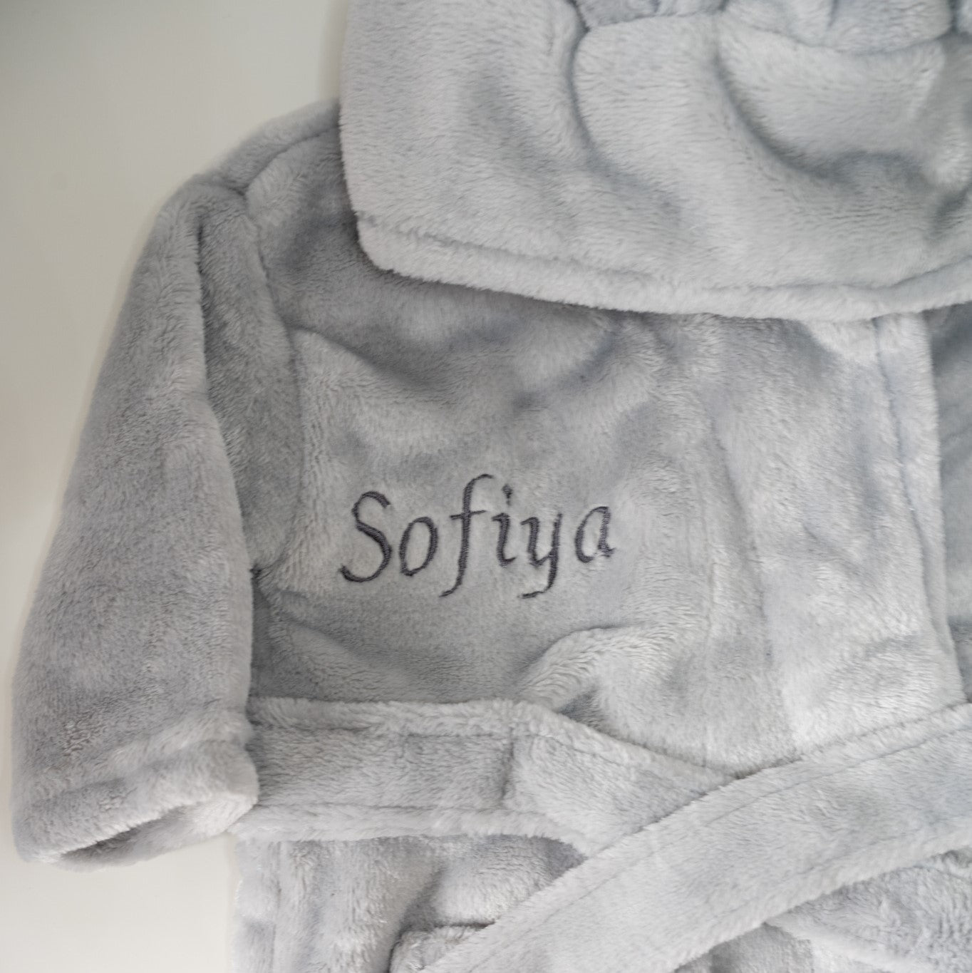 Personalised Baby Dressing Gown With Cute Ears, Luxury  Unisex Personalisable  Baby Gift Grey