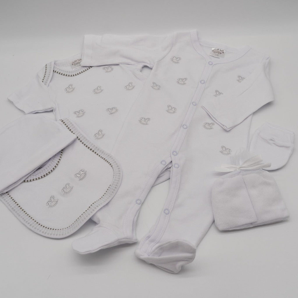 Personalisable Baby Boy Gift Hamper basket, Baby Layette and Dressing Gown Set