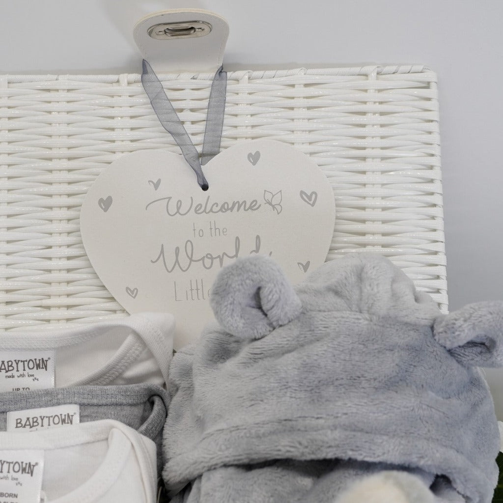 Welcome To The World Milestone Baby Set, Personalisable Neutral Baby Gift Hamper