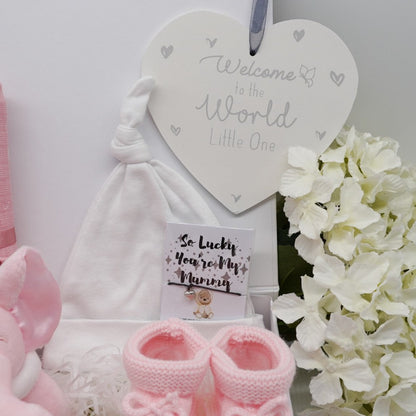 welcome to the world pink ellie baby girl hamper