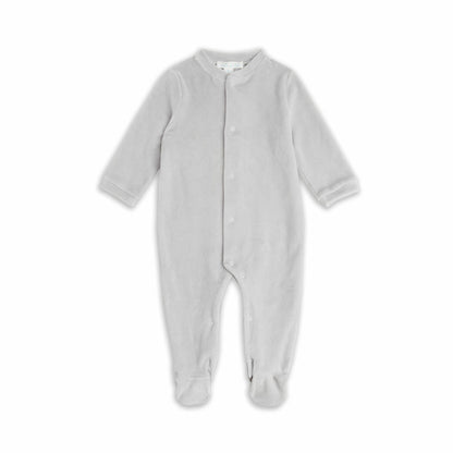 Marie-Chantal Angel Wing Silver Velour Baby Sleepsuit, Silver Grey Neutral Baby Gift, Baby Shower Gift, Corporate Baby Gift