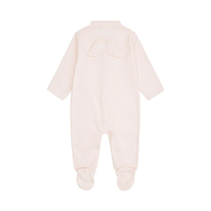 Angel wing baby sleepsuit in pink by Marie Chantal
