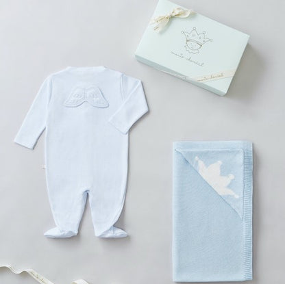 Marie-Chantal Baby Boy Wing And Crown Baby Gift Sets,  Luxury Baby Clothes, Marie-Chantal  Baby Blanket With Cashmere