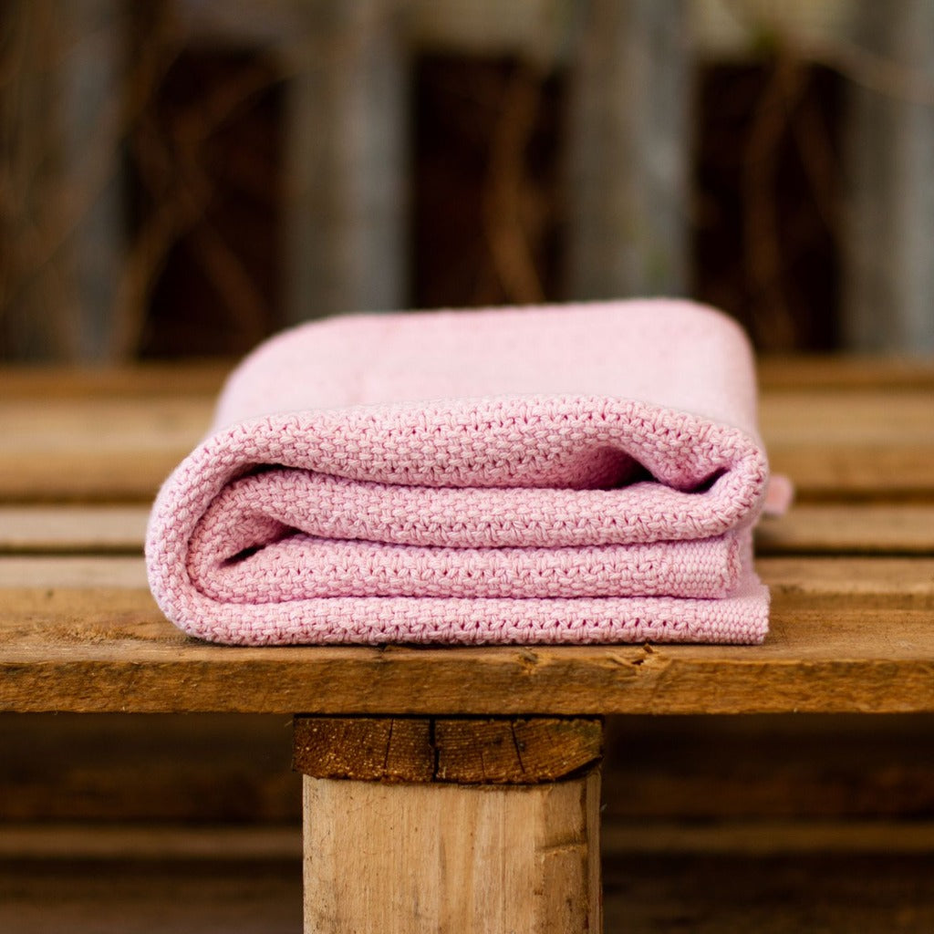Dusky pink cellular baby blanket