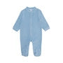 Marie-Chantal Angel Wing Gold Velour Baby Sleepsuit In Dusty Blue, Luxury Baby Clothes, Baby Boy Gift