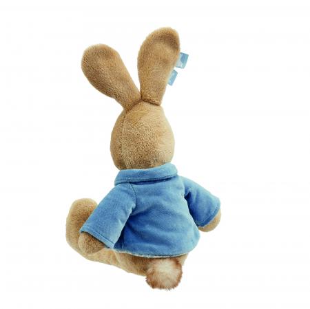 Peter rabbit baby soft toy white lines ears in blue floral design