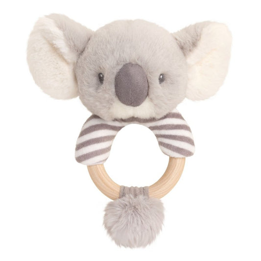 Cosy Koala Bear Ring Rattle Baby Toy, New born Eco Friendly Babys Rattle Koala