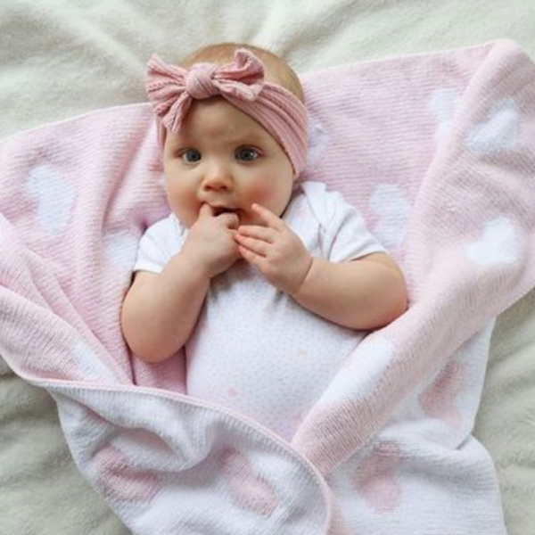 Baby Girl Blankets, Pink Chenille Heart Baby Blanket By Ziggle