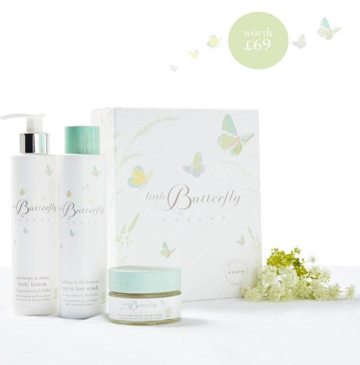 Little Butterfly London Bubbles in the Breeze Baby Wash, Luxury Organic Baby Toiletries, New Baby Gift