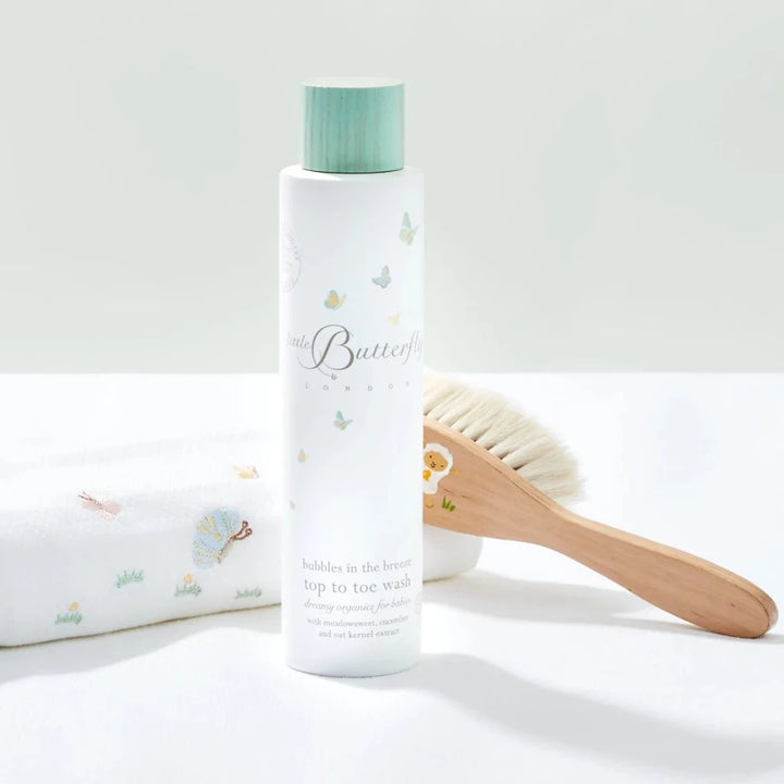 Luxury baby top to top wash in a white box with delicate butterflies