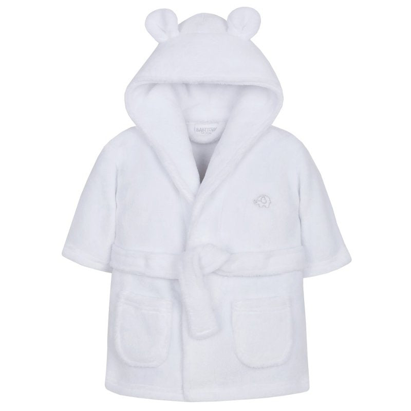 Personalised Baby Dressing Gown With Cute Ears, Luxury Unisex Baby Gift White